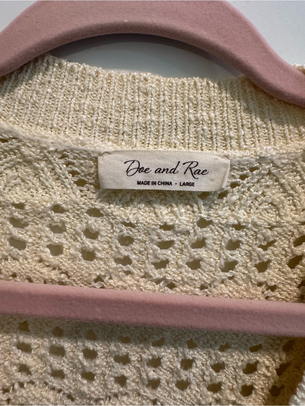 Doe & Rae Open-Knit Button Cardigan in Cream - Picture 2 of 2